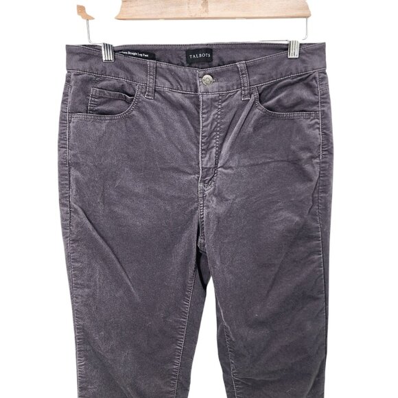 Talbots Womens Velveteen Straight Leg Pant Grey Stretch Cotton Elastane Size 8 - Picture 6 of 10
